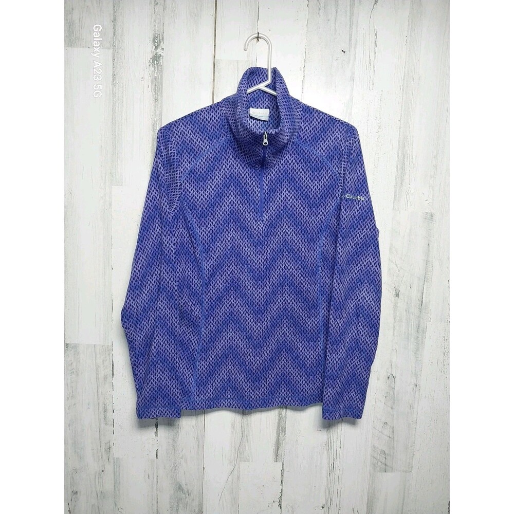 Columbia Purple Print Sleeve 1/4 Zip Pullover Size Large